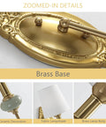 Zoomed-in view of the brass base detail of Vintage Wireless Wall Sconce Set Of Two Rechargeable Gold Led Accent Lamps.