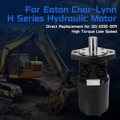 Heavy Duty 101-1032-009 Hydraulic Motor Swap Fits Char-Lynn H Series Cranks, showcasing direct replacement design for excavators.