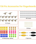 Premium Fingerboard Repair Kit Featuring 31 Millimeter Trucks Vibrant Multi Color Wheels And Heavy Duty Fasteners, 156 pcs accessories.