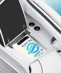 Portable 50 Lb Boat Ballast Bag For Wakesurfing And Wakeboarding, Pumpless And Easy Fill, in white under seat storage on boat