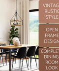 Dining room with 22 Inch Modern Farmhouse 4 Light Drum Pendant Chandelier With Adjustable Height Warm Oak Wood Finish.