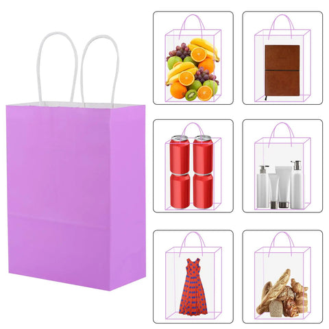 32 Pack Kraft Paper Gift Bags With Handles Six Color Rainbow Set for Birthday Parties Baby Showers Weddings and Crafts
