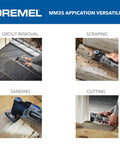 Zero Hassle 3.5 Amp Oscillating Multi Tool With Variable Speed Corded Power and Seven Heavy Duty Attachments for grout removal and scraping.