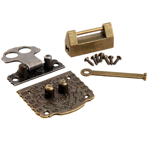Two Pack Vintage Brass Hasp Lock For Wooden Boxes And Cabinets, Antique Toggle Latch Hardware, Iron Construction With Bronze Finish