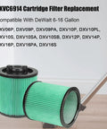 2 Pack DXVC6914 HEPA High Efficiency Cartridge Filter Fits 6-16 Gallon Wet/Dry Vacuums, image showing two green filters on floor