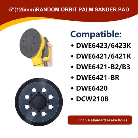 52 Piece Sander Pad And Discs Combo Kit with 2 Pack 5 Inch 8 Hole Hook And Loop Pads for DeWalt Sanders