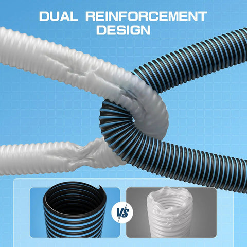 Pro Grade Heavy Duty Pool Vacuum Head And Hose Set With 360 Degree Swivel Cuff 1.5 Inch By 30 Foot Flexible Vacuum Hoses dual design