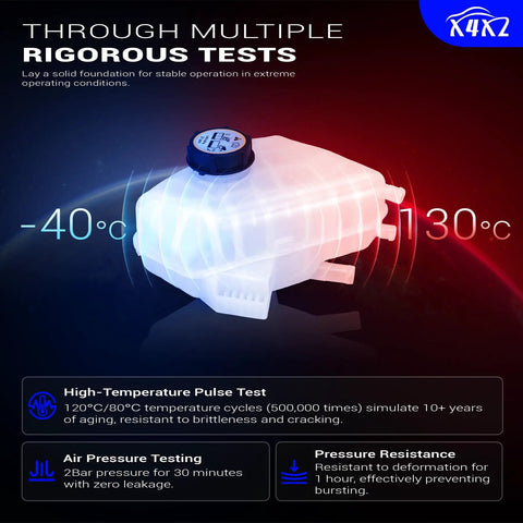 Aftermarket Coolant Reservoir Tank With Factory Style Cap For 2011 Through 2019 Ford Fiesta showing high-performance testing features.