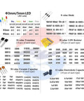Component chart of Mega 1500 Piece 7 Value Electronic Component Kit With Ceramic Capacitors Electrolytic Capacitors Resistors Transistors And LED Diodes For DIY Projects And Electronics Hobbyists