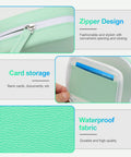 Waterproof Pill Organizer Set With 14 Color Coded Pouches Twice Daily Large Pill Holder For Seven Days Reusable Travel Medicine Organizer Bag With Writing Area For Easy Scheduling And Grab And Go showing zipper, card storage, and waterproof fabric.