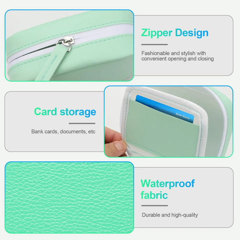 Waterproof Pill Organizer Set With 14 Color Coded Pouches Twice Daily Large Pill Holder For Seven Days Reusable Travel Medicine Organizer Bag With Writing Area For Easy Scheduling And Grab And Go showing zipper, card storage, and waterproof fabric.