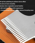 French Style 20 Tooth Pricking Iron Leather Chisel All Polished Punching Tool Kit Obverse 3.0 Mm on leather piece