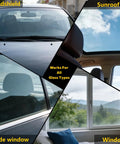 Composite image showing various glass types: car windshield, sunroof, side window, and home window, suitable for 4 Piece Windshield Repair Kit With Nano Resin Fluid For Chips Bullseye Cracks And Star Shape Damage Upgraded Vacuum System Delivers Deep Resin Penetration And Bubble Free Glass Repair On The Go.