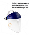 H8A Ratchet Headgear System With W96 Clear Propionate Faceshield For Liquid Splash And Molten Metal Protection ANSI Z87 Compliant