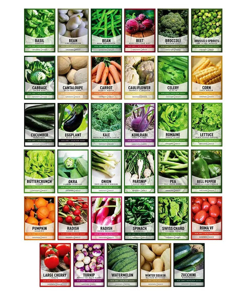 Image of Survival Garden Seeds Kit With Over 16,000 Non GMO Heirloom Veggie Seeds, 35 Varieties For Home Garden And Bugout Prep.