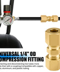 Brass compression tube fittings set, 4 pcs, 1/4 in. OD x 1/4 in. OD, for ice maker water lines