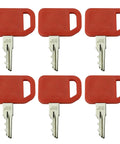 Six Pack Ignition Keys Replacement Set For Skid Steer And Compact Track Loaders Fits 326D 326E 328D 328E 329D 329E 332 332D 332E 333D 333E CT315 319D CT322 323D 329D Cart Loader Models, six red keys