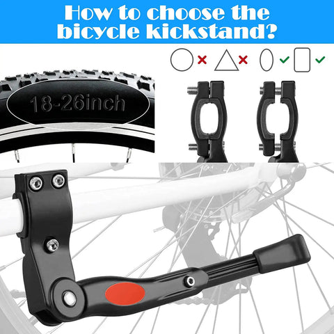 Adjustable Bicycle Kickstand With Built In Bike Bell For 22, 24, 26 Inch Kids Bikes and MTB Road And Mountain Rides