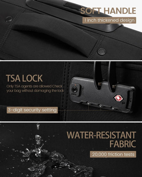 Airline Approved 22x14x9 Carry On Luggage With Spinner Wheels LOVEVOOK features TSA lock, soft handle, and water-resistant fabric