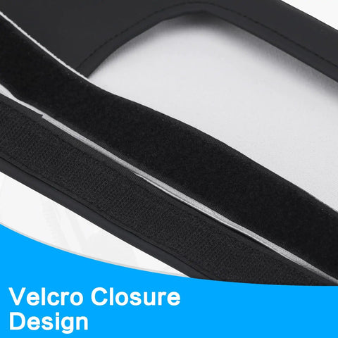 Ford Mustang Sun Visor Covers 1994 To 2004 Left And Right Vinyl Leather Trim Replacement Anti Scratch Protector 2 Pack Black Stitch Fits OE Look And Keeps Visor Durable Velcro closure detail