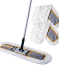 Heavy Duty 24 Inch Commercial Dust Mop Featuring Plush Absorbent Microfiber Pad for quick cleaning with removable pads.