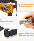 Foot Ascender Gear For Climbing And Rappelling Lightweight Aluminum Alloy With Left Black And Right Orange Handles, close-up