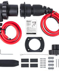 Heavy Duty Trolling Motor Plug And Receptacle Kit For Freshwater And Saltwater Boats Waterproof 8 AWG Connector Socket 60 Amp Up To 48V Marine Battery Accessory With Male And Female Connectors flat lay showing components and cables