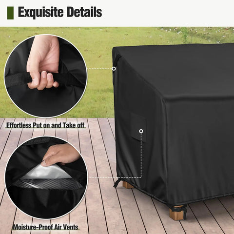 Image of All Weather Outdoor Three Seater Couch Cover Waterproof Heavy Duty Polyester With Double Stitched Seams on patio
