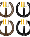 Heavy Duty Cast Iron Horseshoe Wall Hooks Wild West Coat And Hat Rack set of 4 with screws and anchors, rustic home decor.