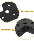 Close-up of 10 Piece Black Stainless Steel L Shaped Flat Corner Braces For Chairs And Wall Mounts, showing surface texture and detail