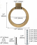 Brushed Oil Rubbed Bronze Cabinet Ring Pulls Set Of 4 In Zinc Alloy, dimensions and screws shown with single hole mount