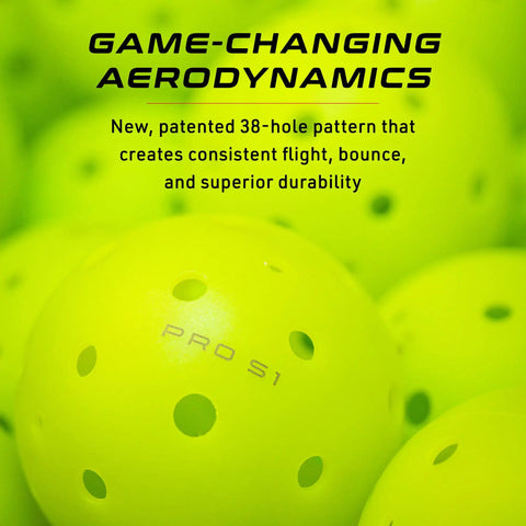 Pro S1 Outdoor Pickleball Ball For Tournament Play Crack Resistant 38 Hole Design With Advanced Aerodynamics USAPA Approved