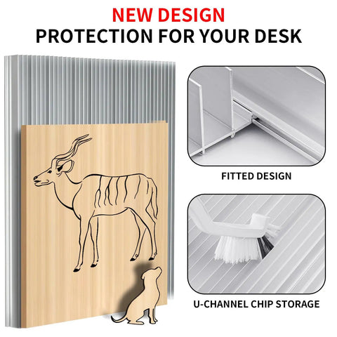 Modular Honeycomb Laser Bed 400x400 mm For Laser Engraving And Cutting With Four 400x100 mm Aluminum Panels That Snap Together Into A Big 400x400 Workspace Desk Protection Quick Heat And Smoke Dissipation Easy Setup showing fitted design and U-channel chip storage.