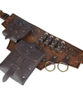 Slick Embossed Faux Leather Medieval Alchemy Waist Belt Set with potion vial slots, adjustable, brown color.