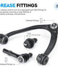 10Pc Front Upper Control Arm Set With Ball Joints For Chevy Silverado Tahoe Suburban Avalanche Yukon Sierra 1500 2007 2014 Replacement Suspension Kit Includes Left And Right Arms Sway Bar Links And Tie Rod Ends, featuring grease fittings.
