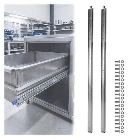 68 Inch Full Extension Drawer Slides Set 1 Pair Side Mount Cabinet Glides with bolts for tool storage installation