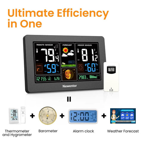 Must Have Wireless Weather Station With Color LCD Display Indoor Outdoor Thermometer Atomic Clock Barometric Pressure Forecast