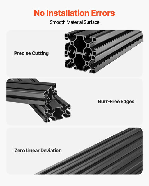 Two Pack 4080 Aluminum Extrusion Profile 19.69 Inch 500 Mm T Slot European Standard Anodized Linear Rail High Strength Extruded Aluminum Rail For 3D Printer Parts And CNC DIY Workbench Black, black anodized T-slot profile with precise cutting