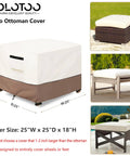 Heavy Duty Waterproof Patio Ottoman Cover Square 25 By 25 Inches Fits Most Outdoor Ottomans Up To 18 Inches High Durable Beige Furniture Protector Shields From Rain Snow Dust And Sun Easy On Tight Fit displayed on various ottomans