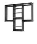 Sleek Modular Closet Organizer Wall Mounted Kit With Heavy Duty Hanging Rods Adjustable Shelves Smooth Glide Rails Grey Finish No Sweat Installation Organization System featuring dual hanging rods and multiple shelves.