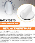 White Washer Control Knob Replacement Dial 2 Inch Wide 1.75 Inch High Snap On Fit For Most Washers No Fuss Easy Install Replaces 1264403 AP3994965 AH1482286 EAP1482286 PS1482286, white washer knob with chrome ring