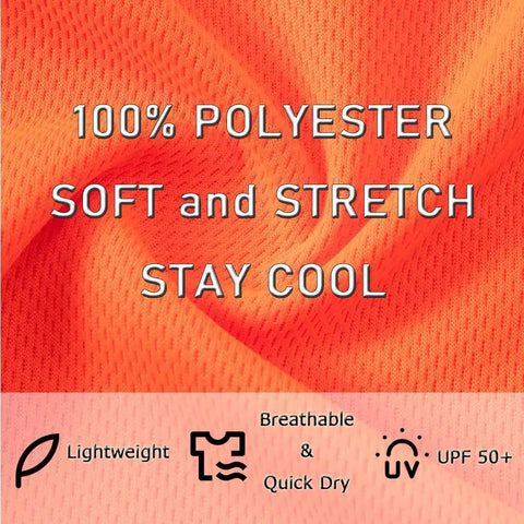 Close-up of breathable 100% polyester text on UPF Fifty Plus Long Sleeve Sun Protection Shirt With Hooded Rash Guard Five Pack For Outdoor Athletes