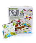 Green Creativity Pressed Flower Art Kit With Recycled Flowers box and finished craft example for kids 5 and up