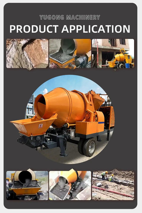 Hardcore Automatic Concrete Mixer Pump With Dead Simple PLC Controls And High Volume Grout Delivery For Foolproof Foundation Pouring and Zero Hassle Job Site Setup, shown in action on a job site.