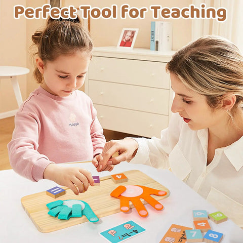 Child and adult using Straight Up Toddler Math Learning Kit With Solid Wooden Number Blocks for educational play.
