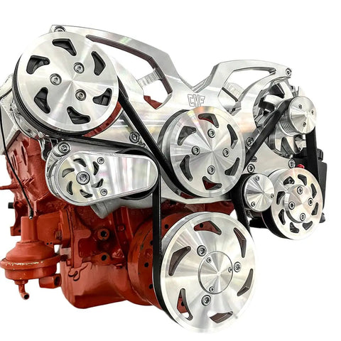 Serpentine Pulley Conversion Kit With AC PS And Alternator For Small Block Chevy USA Made 6061T6 Billet Aluminum All Inclusive System