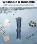 Replacement Parts Kit For Robot Vacuum Models AV2501S AV2511AE RV2502AE RV2610WA UR2500SR with main brush and filters.