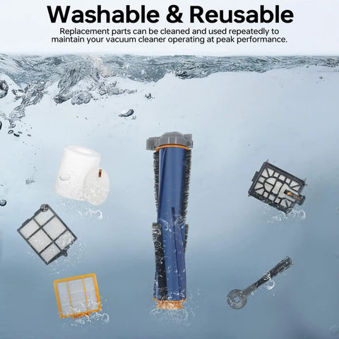 Replacement Parts Kit For Robot Vacuum Models AV2501S AV2511AE RV2502AE RV2610WA UR2500SR with main brush and filters.