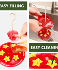 Two Pack 7 Oz Hummingbird Feeders For Outdoors Hangin Ant And Bee Proof With 6 Feeding Ports And Perches Built In Ant Moat