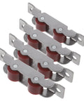 Top Tier Heavy Duty 4 Piece Stainless Steel Sliding Window Rollers With Double Wheel Bearing, durable red wheels for smooth sliding.